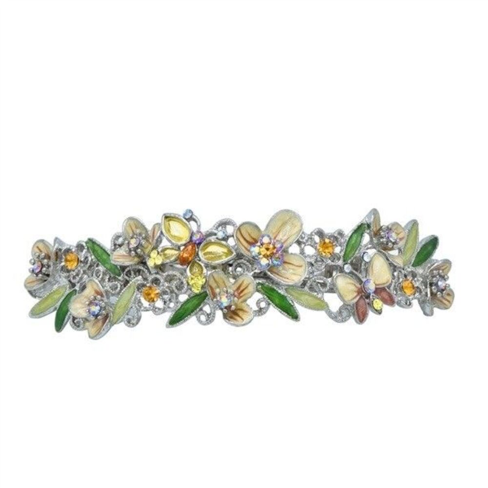 The Crystal Butterfly and Flower Yellow Barrette